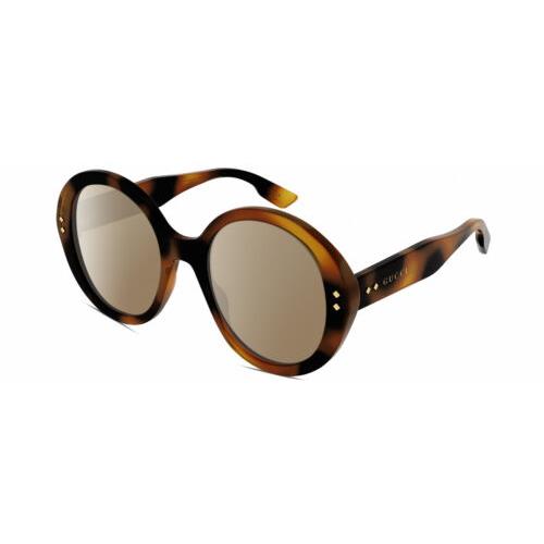 Gucci GG1081S Womens Round Polarized Sunglasses Tortoise Havana Gold 54mm 4 Opt