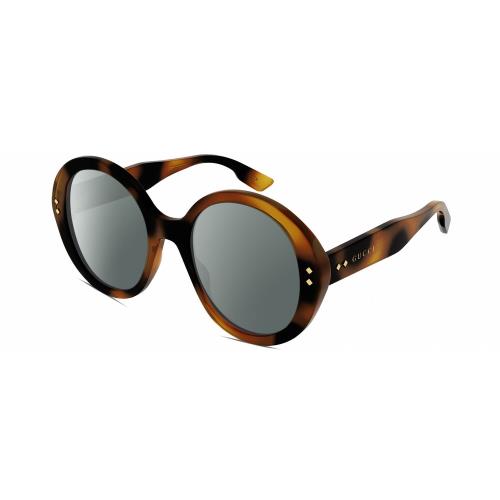 Gucci GG1081S Womens Round Polarized Sunglasses Tortoise Havana Gold 54mm 4 Opt Smoke Grey Polar