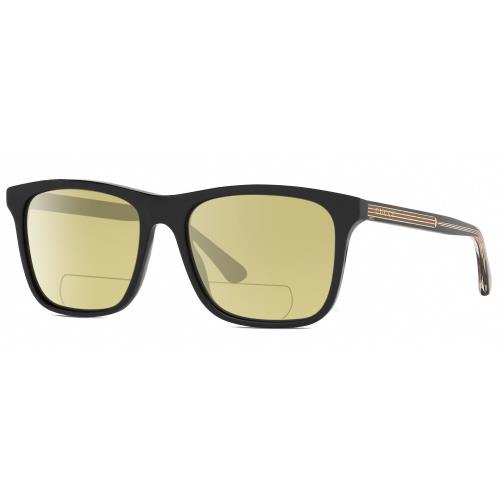 Gucci GG0381SN Unisex Polarized Bifocal Sunglasses Black Gold Crystal 57mm 41Opt Yellow