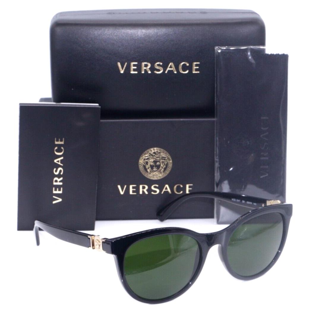 Versace Mod. 3247 GB1 Shiny Black-gold/green Lens Sunglasses 53-18