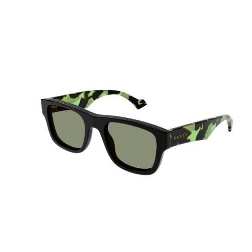 Gucci GG 1427S 005 Havana/green Rectangular Men`s Sunglasses - Frame: Havana, Lens: Green