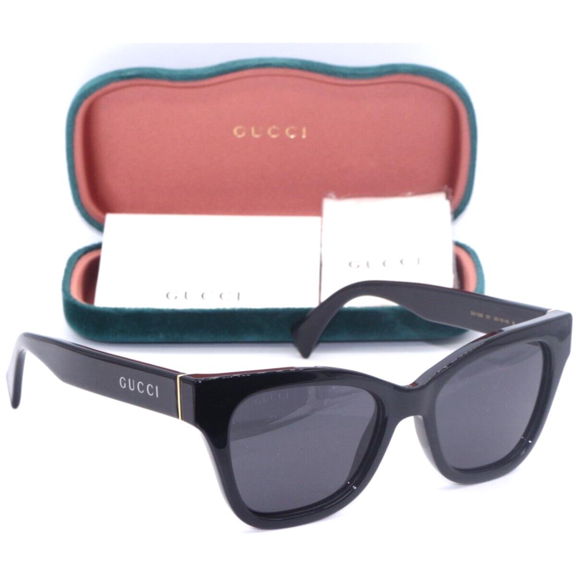 Gucci GG1133S 001 Polished Black-gold/grey Lenses Sunglasses 52-18