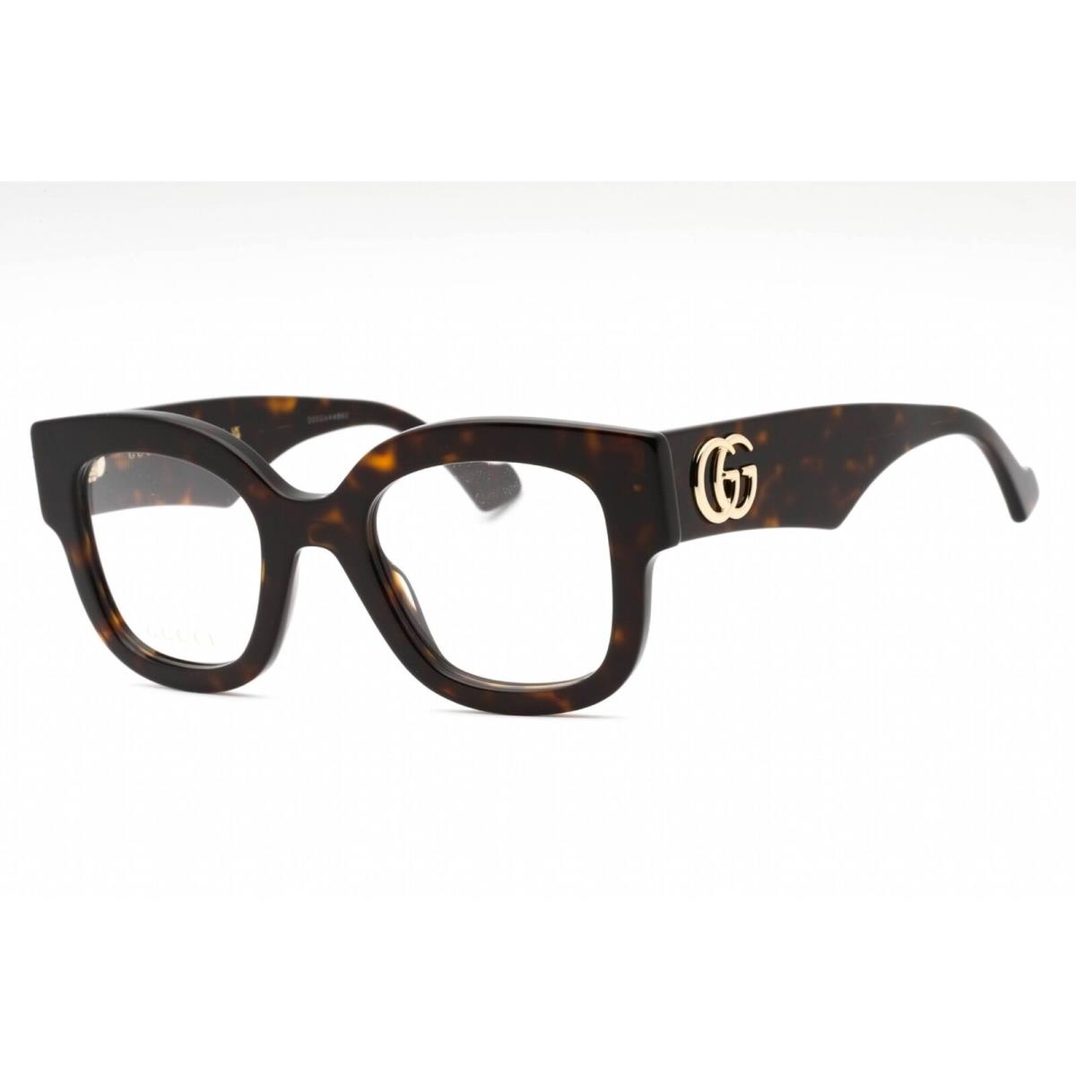 Gucci Women`s Eyeglasses Havana Plastic Square Shape Full Rim Frame GG1423O 002