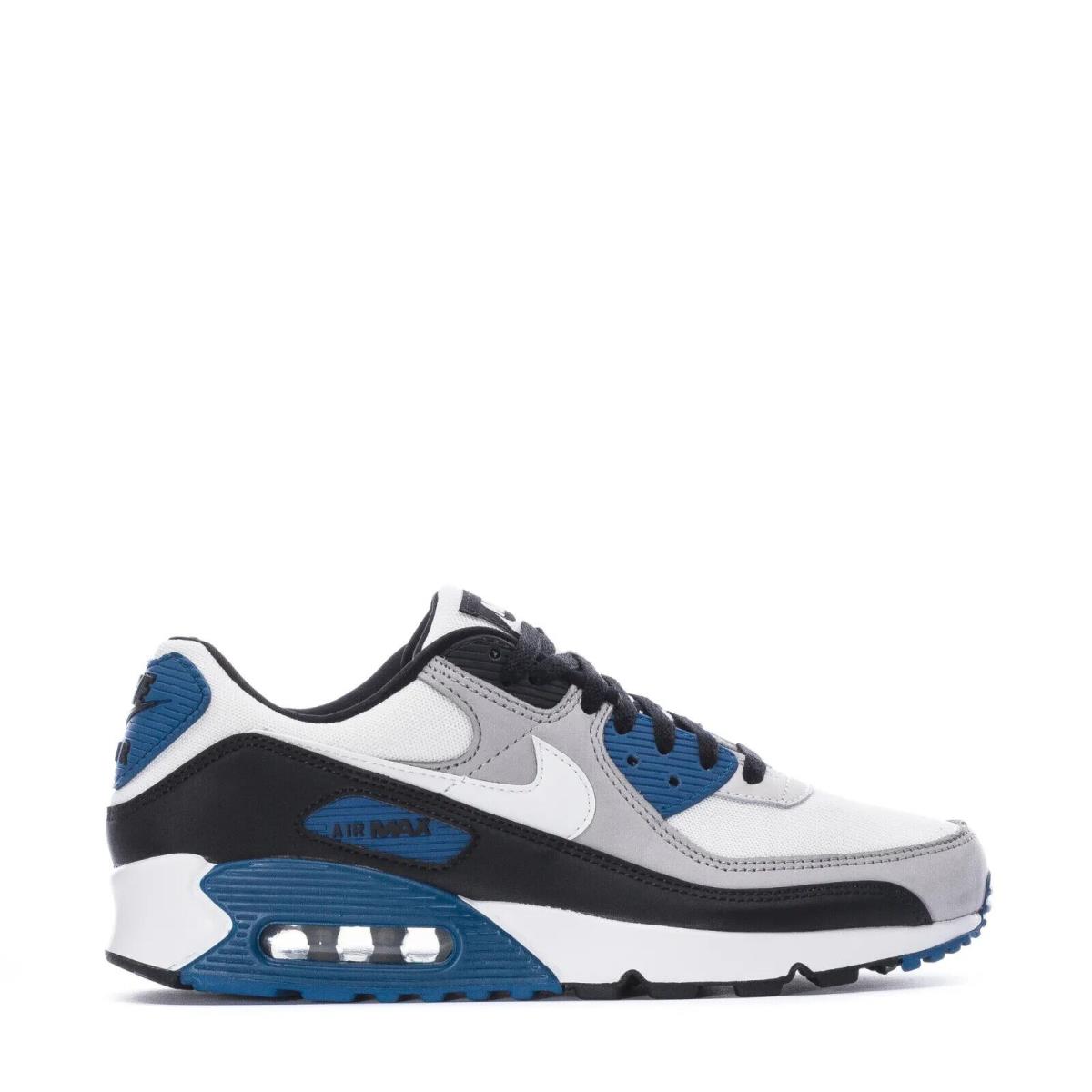 Men`s Nike Air Max 90 Swoosh Casual Shoes White Blue Black Sneakers Athletic