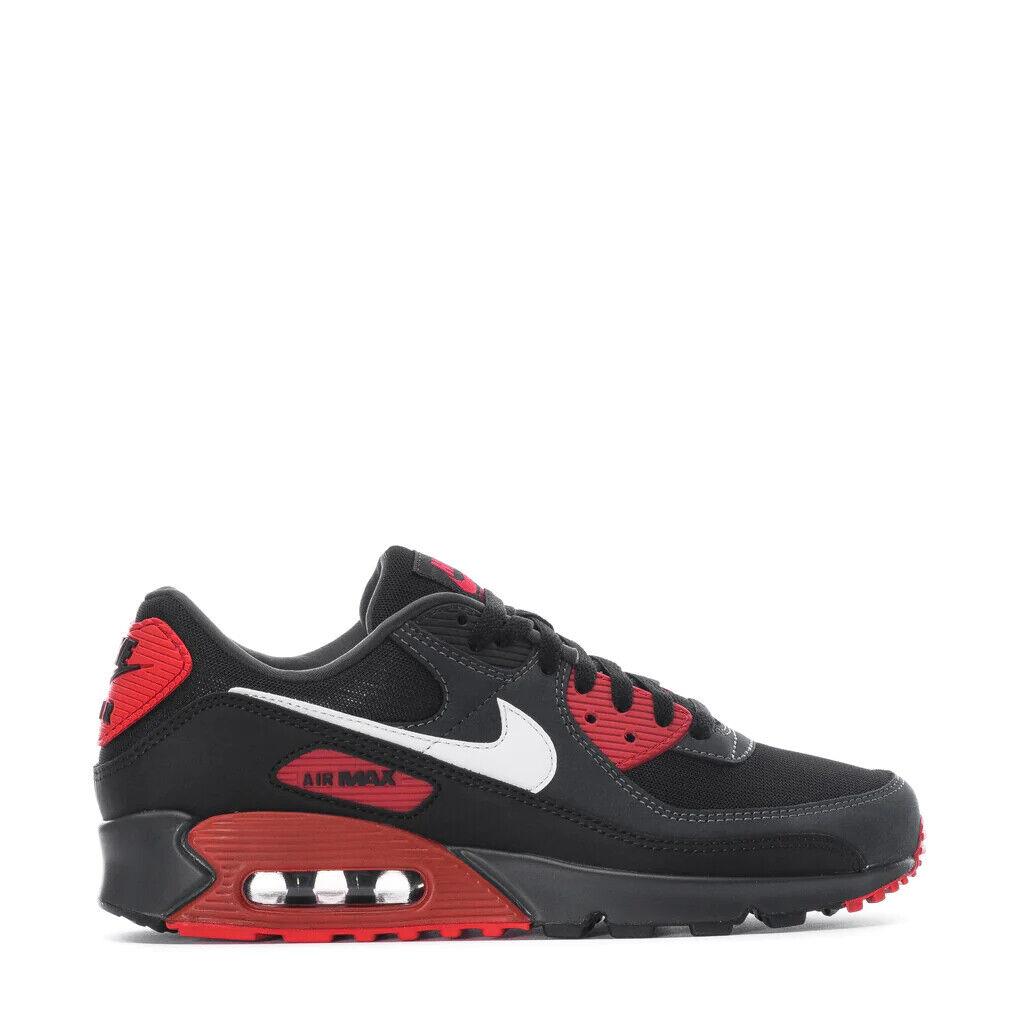 Men`s Nike Air Max 90 Swoosh Casual Shoes White Black Red Sneakers Athletic