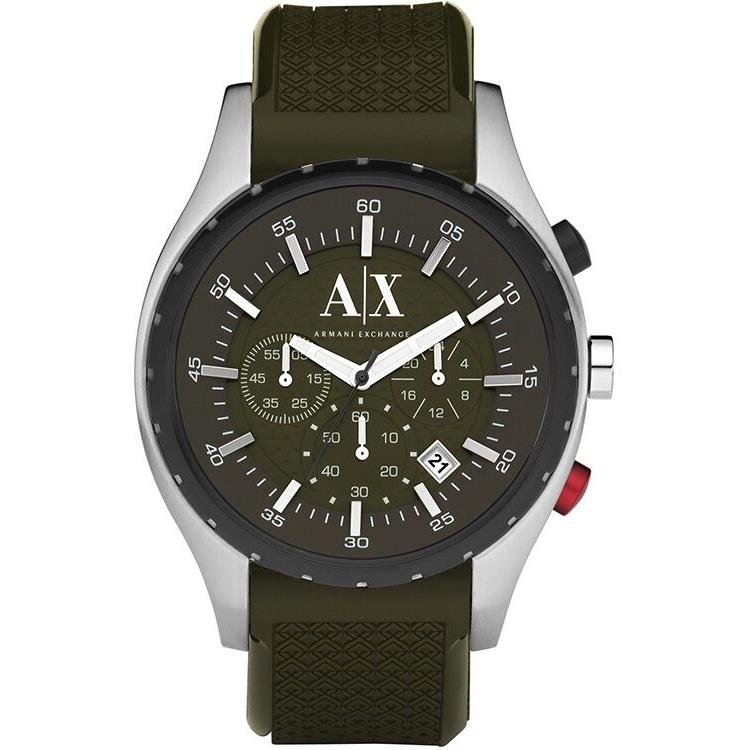 A X Armani Exchange Olive Green Rubber Band Chronograph WATCH-AX1138