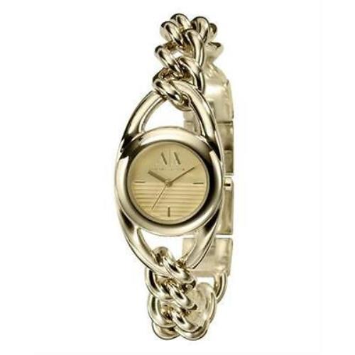 Armani Exchange Gold Tone Stainless Steel Chain Link Bracelet Watch AX3093