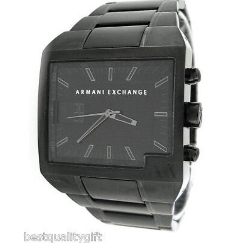 Armani Exchange Black Tone S/steel+dual Time Ana-digi Dial+date Watch AX2088