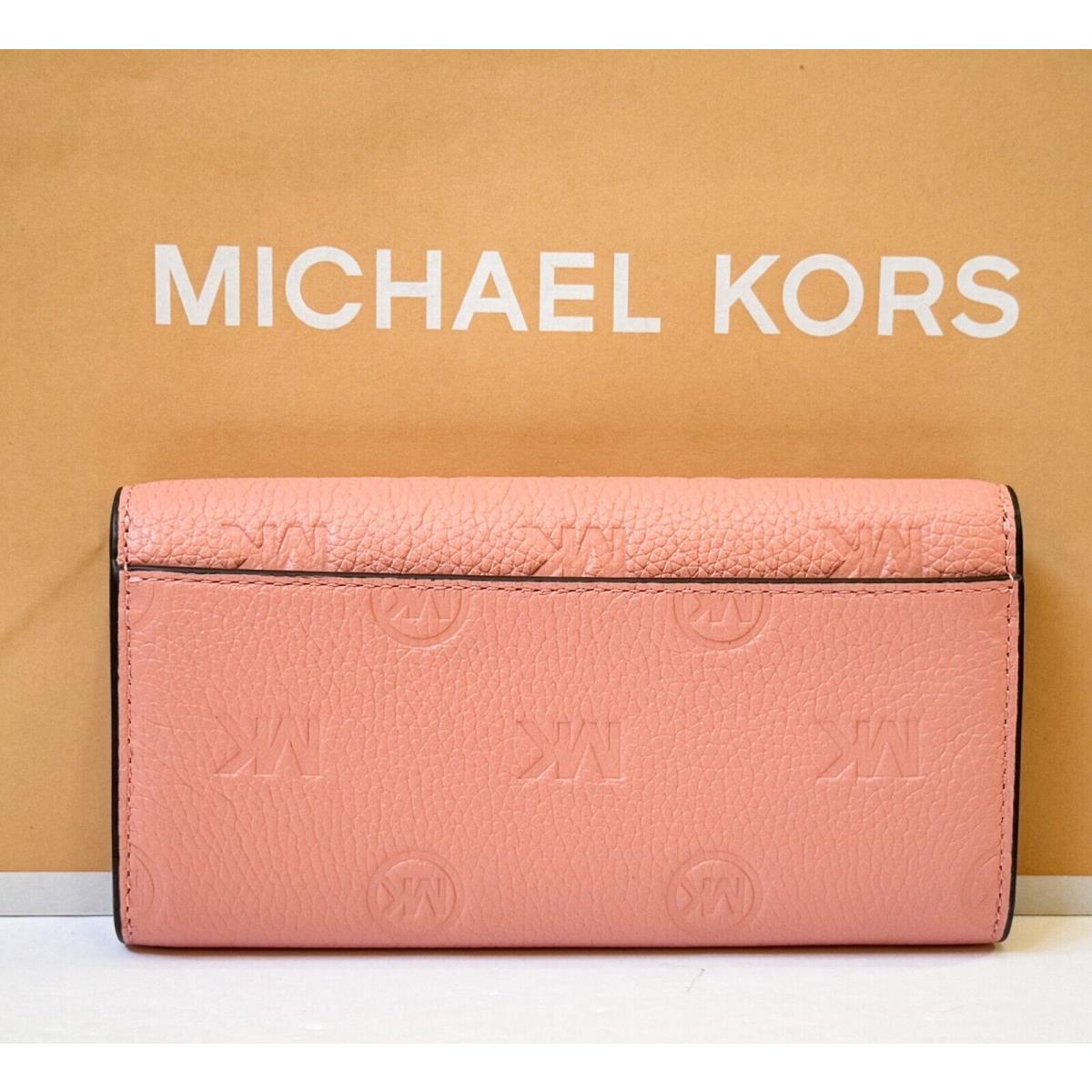 Michael Kors Jet Set Travel Large Envelope Continental Wallet EMBOSSED MK PRIMROSE