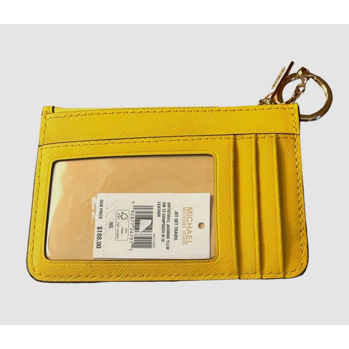 Michael Kors Jet Set Sm Travel Top Zip Coin Pouch with Id-leather Jasmine Yellow