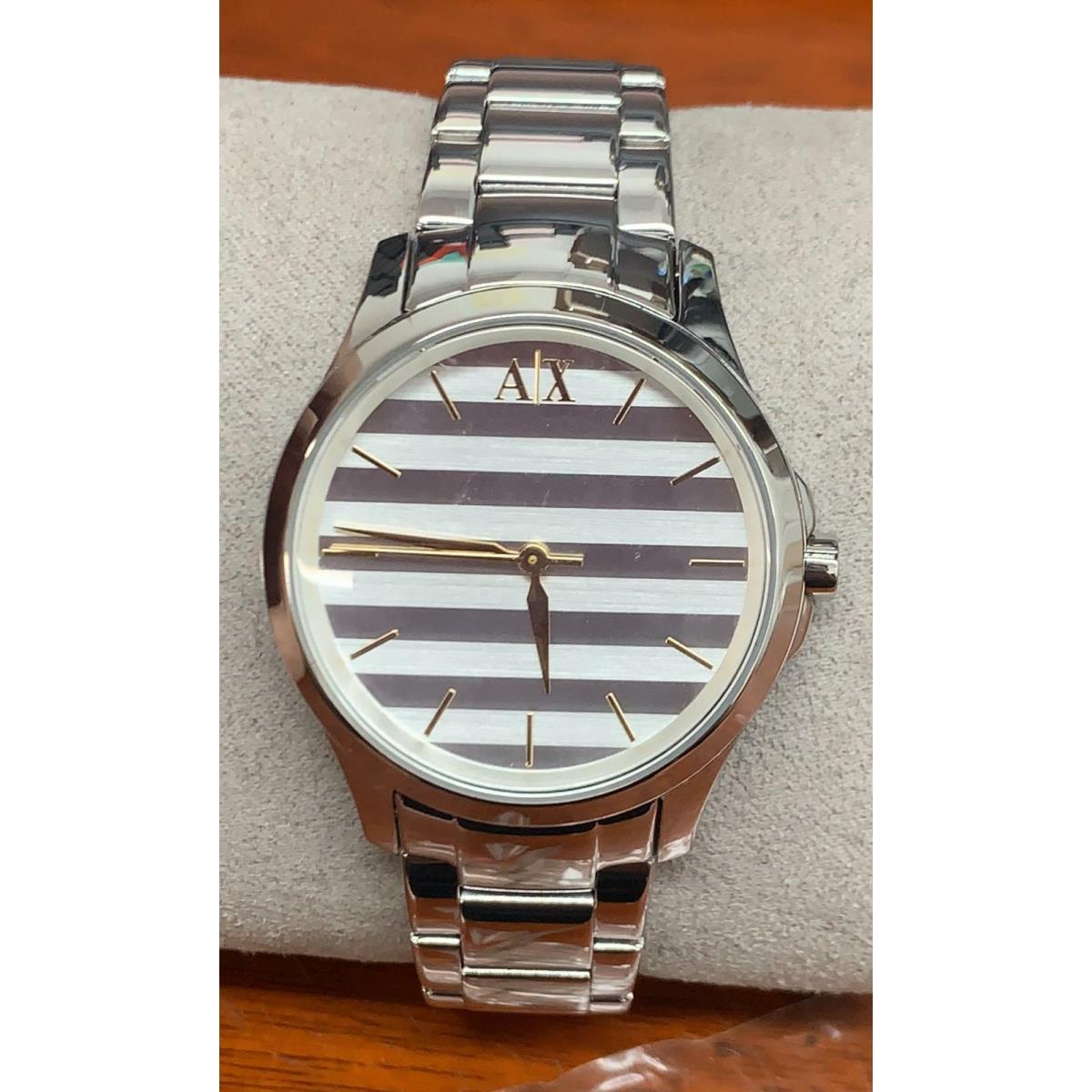 Armani Exchange AX5230 Striped Dial Stainless Steel Women`s Watch