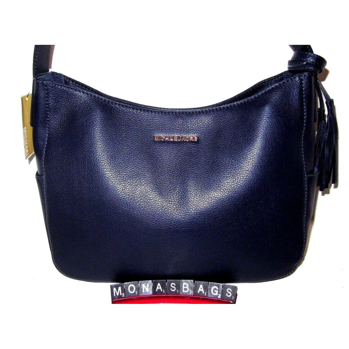 Michael Kors Admiral Navy Blue Ashbury Leather Slouchy Shoulder Handbag