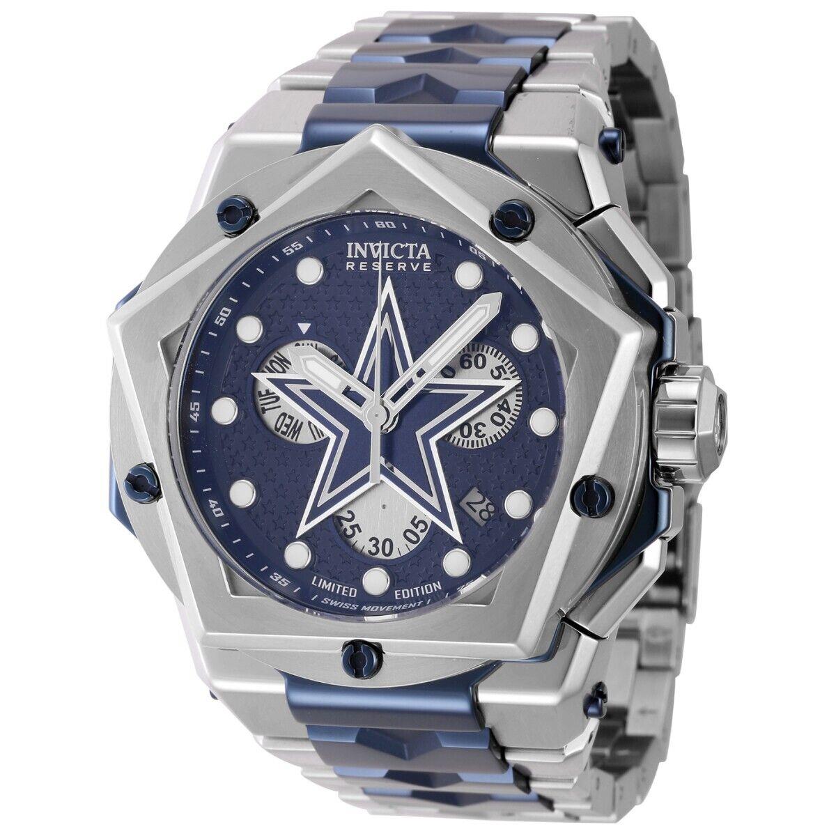 Invicta Reserve Nfl Dallas Cowboys Swiss Ronda Z60 Caliber Men`s Watch - 54mm