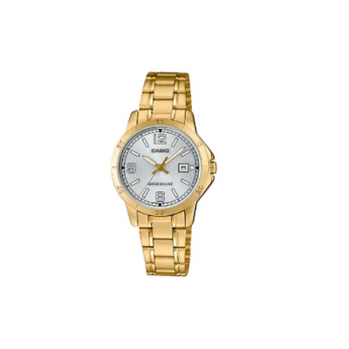 Women`s Analog Gray Dial Gold Tone Stainless Steel Casio Watch LTP-V004G-7B2UDF