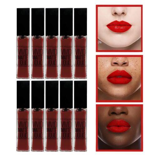 10 Pack Maybelline New York Vivid Matte Liquid Lipstick Lip Color 35 Rebel Red