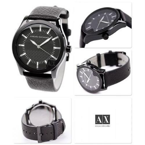 Armani Exchange Black Tone Black Leather Band Watch AX2049