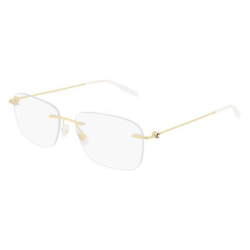 Montblanc MB0075O Eyeglasses Men Gold Rectangle 56mm
