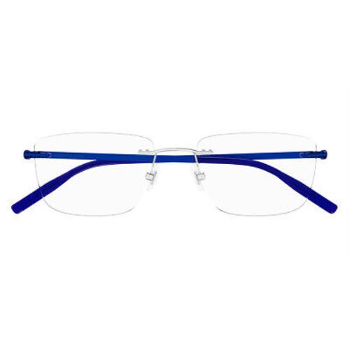 Montblanc MB0281O Eyeglasses Men Silver/blue Square 56mm