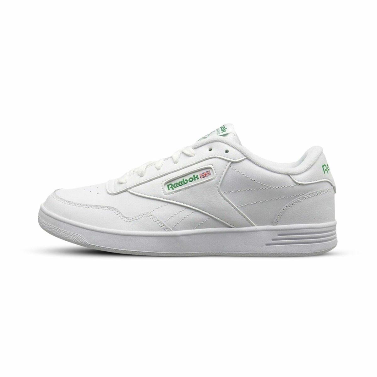 Mens Reebok Club Memt 4E Width V70198 Casual Athletic Leather Sneakers Shoes - White/ Glen Green