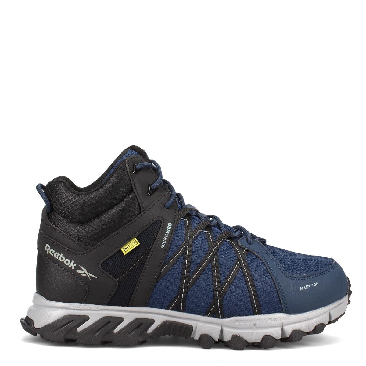 Men`s Reebok Work Trail Grip Mid Work Shoe RB3400 Navy / Black Mesh Microfiber