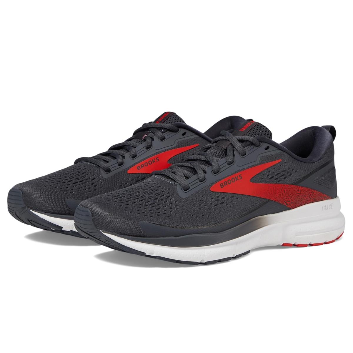 Man`s Sneakers Athletic Shoes Brooks Trace 3 Ebony/Fiery Red/White