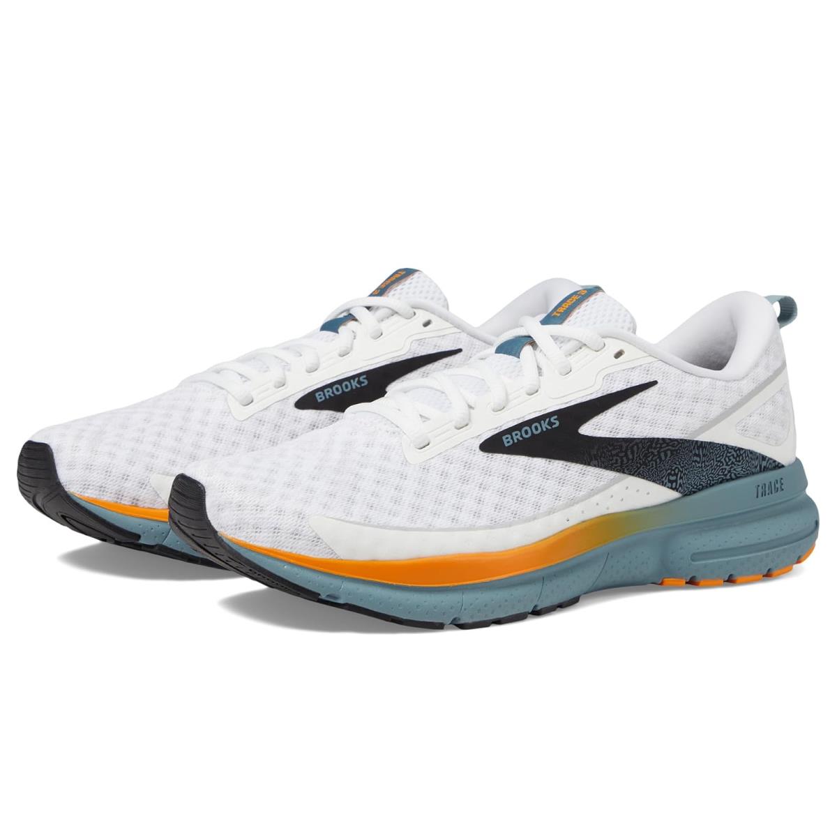 Man`s Sneakers Athletic Shoes Brooks Trace 3 White/Orange/Goblin Blue