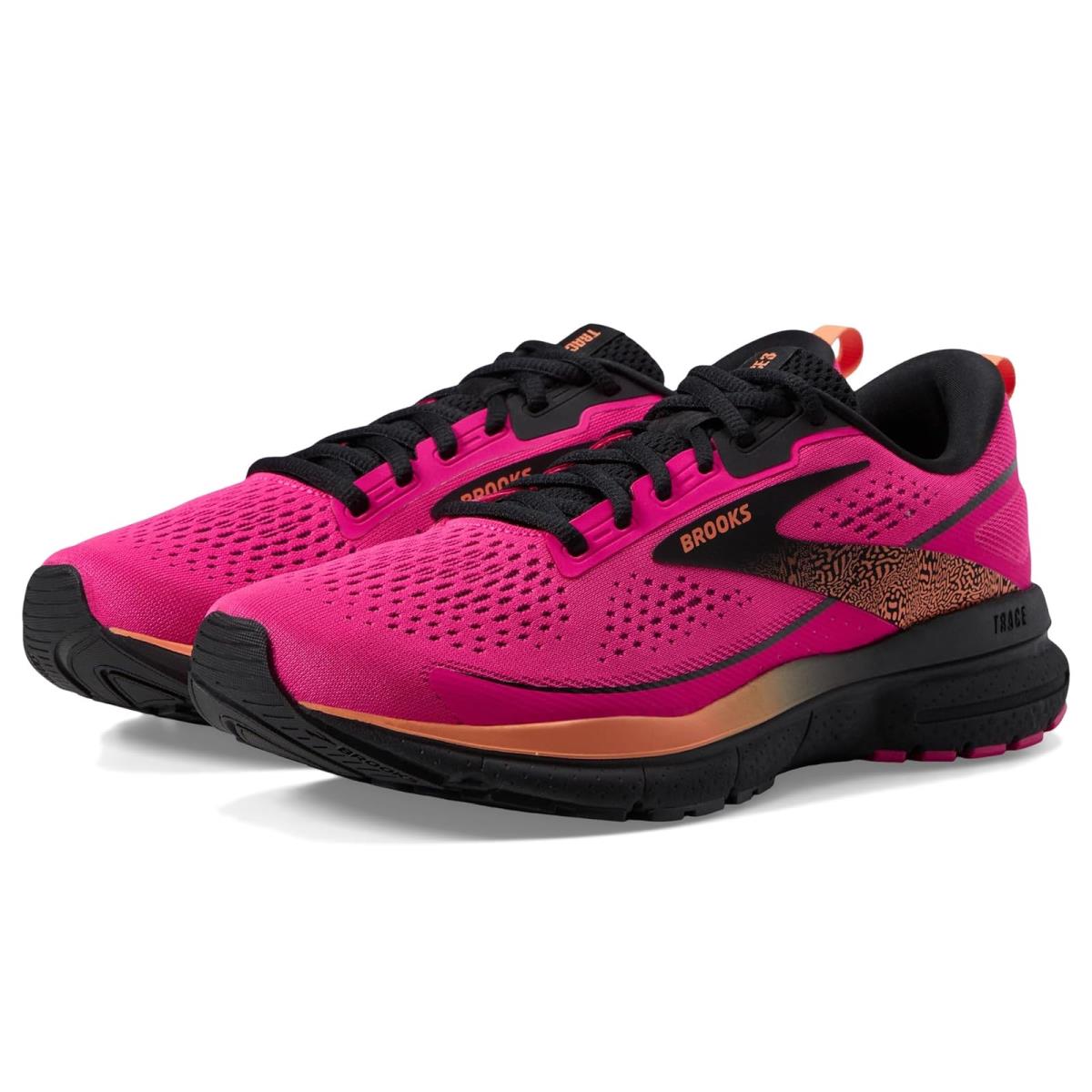Woman`s Sneakers Athletic Shoes Brooks Trace 3 Pink Glo/Black/Orange