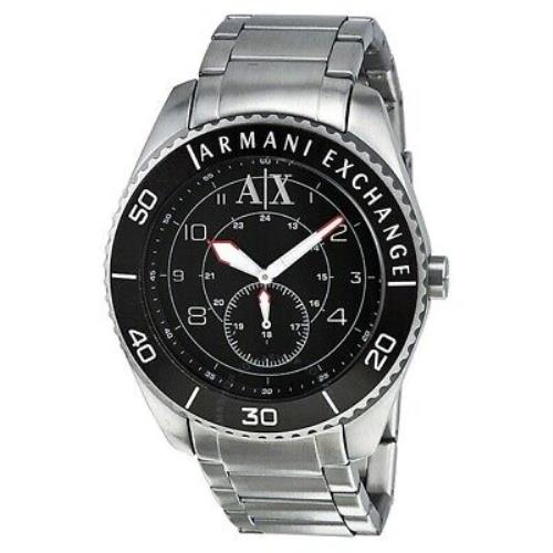 Armani Exchange Silver Tone Black Chronograph Dial Bracelet Watch AX1263