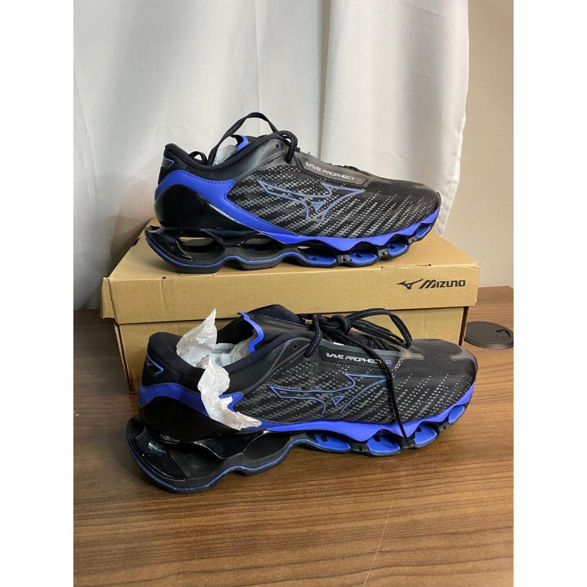 Mizuno Wave Prophecy 12 JIGC230006 Mens Black Blue Running Sneaker