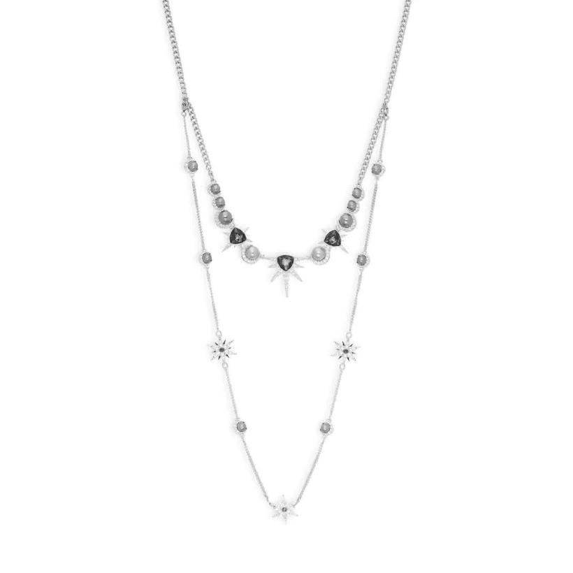 Swarovski 5230604 Classic Layered Crystal Grey Pearl Necklace