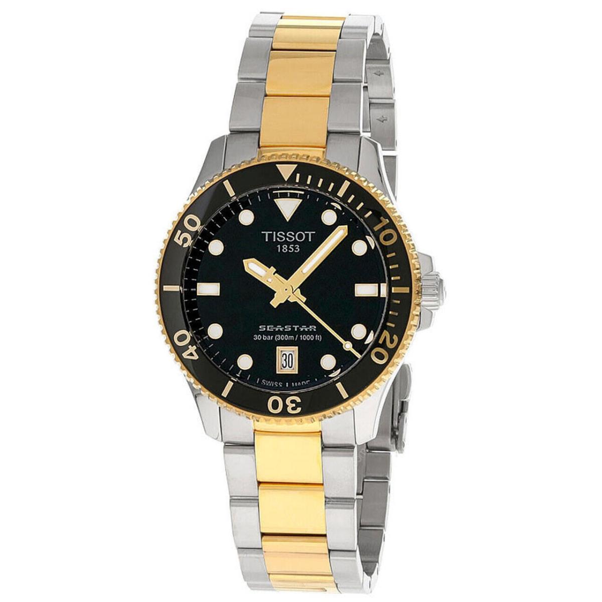 Tissot Seastar 1000 36MM SS Black Dial Two-tone Women`s Watch T120.210.22.051.00