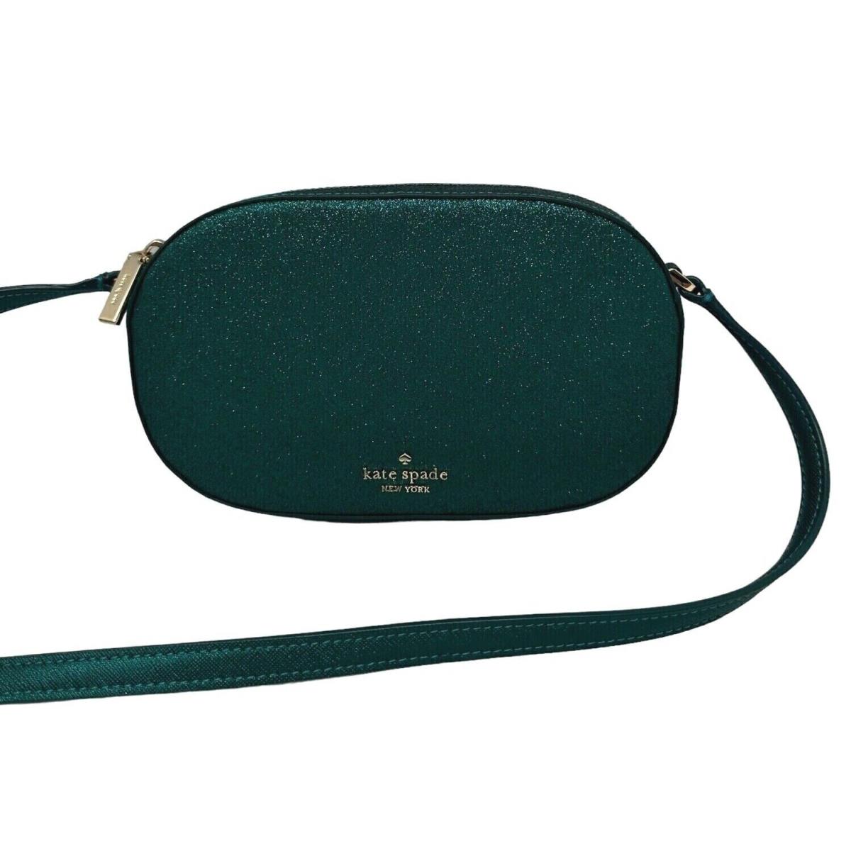 Kate Spade Glimmer Glitter Oval Camera Crossbody Bag KE459 Festive Teal