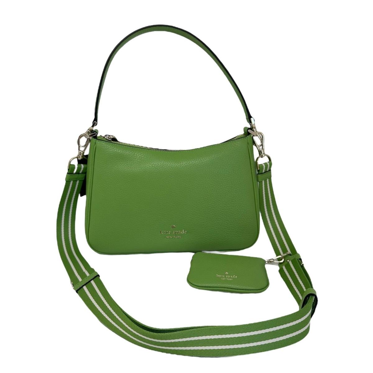 Kate Spade Rosie Shoulder Bag Pebbled Leather Detachable Coin Purse KF086 Turtle Green