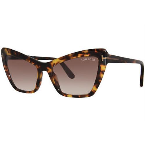 Tom Ford Valesca-02 TF0555 52F Sunglasses Women`s Dark Havana/grad. Brown 55mm