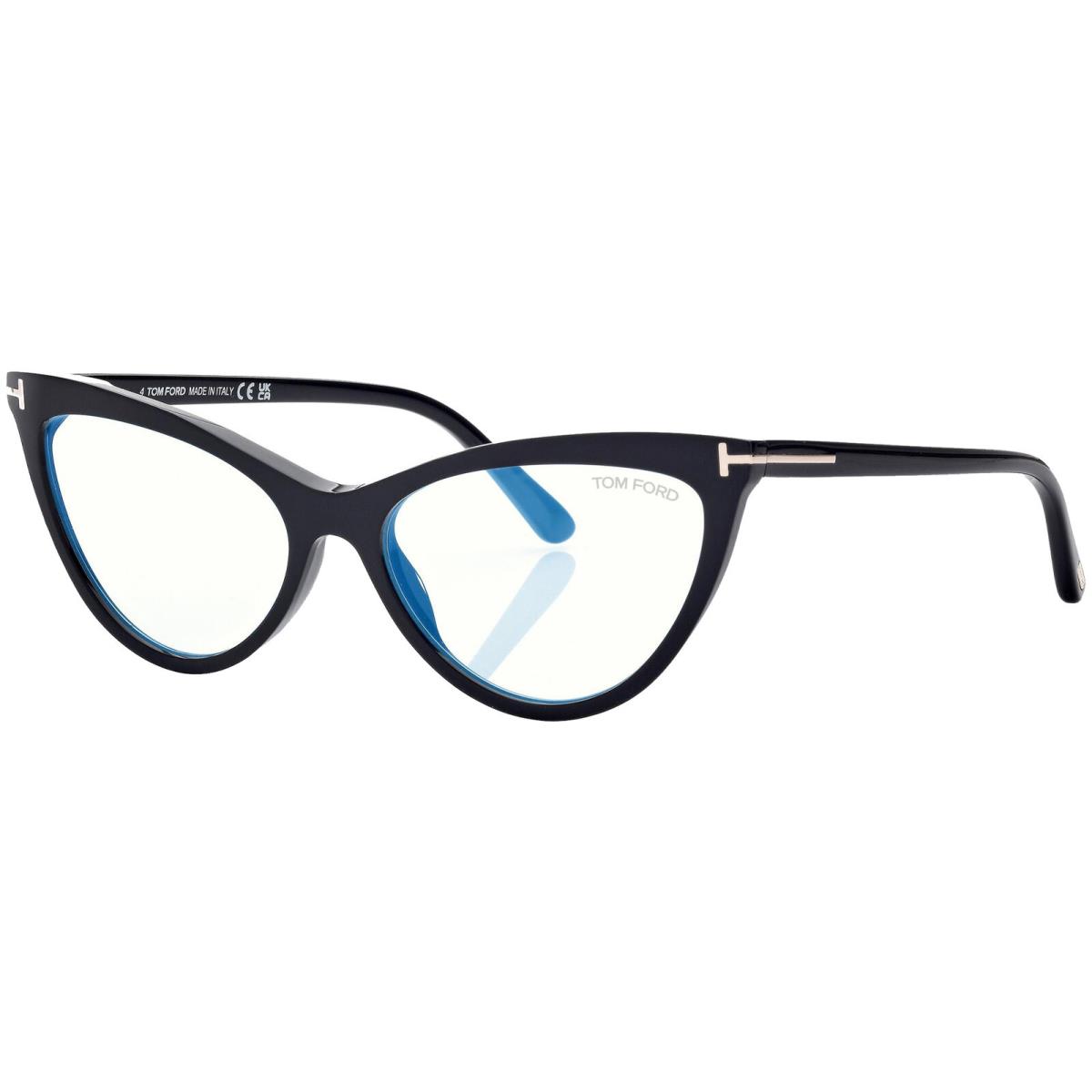 Tom Ford Women`s Blue Light Blocking Glasses w/ Clip On Lens - FT5896 - Italy - Frame: Shiny Black