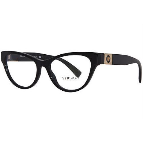 Versace VE3296 GB1 Eyeglasses Women`s Black Full Rim Cat Eye Shape 54mm