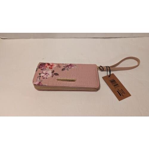 Steve Madden Women`s Pink Zip Around Floral Wallet 8 x 4