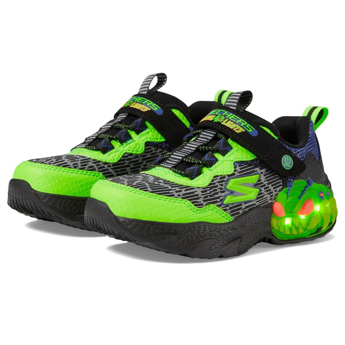 Boy`s Shoes Skechers Kids Creature-lights 400617L Little Kid/big Kid Black/Lime