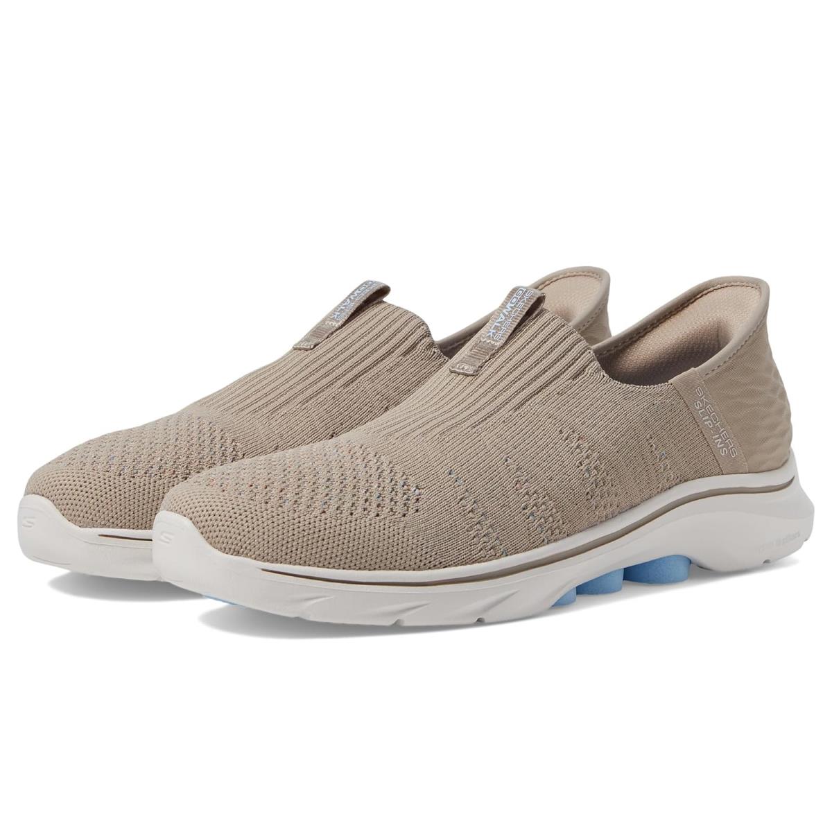 Woman`s Shoes Skechers Performance Go Walk 7 City Lights Hands Free Slip-ins Taupe/Multi