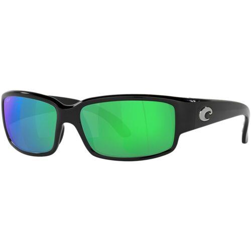 Costa Del Mar Unisex Sunglasses Shiny Black Bio Resin Frame Caballito CL 11 Ogmp - Shiny Black Frame, Green Mirrored Lens