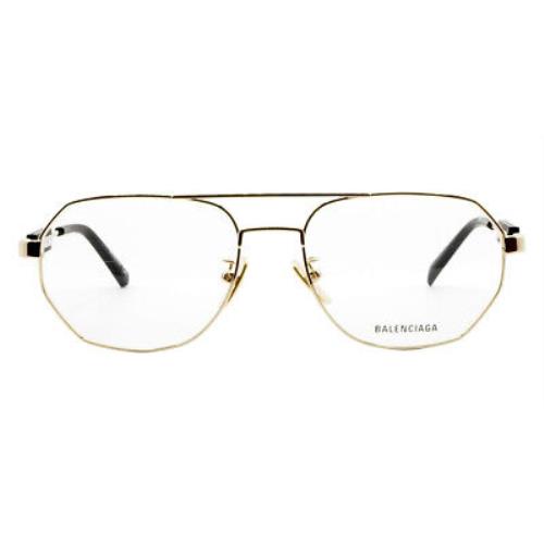 Balenciaga BB0117O Eyeglasses Unisex Gold Aviator 57mm