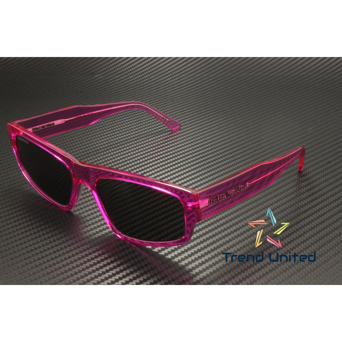 Balenciaga BB0305S 010 Rectangular Acetate Fuchsia Grey 58 mm Unisex Sunglasses