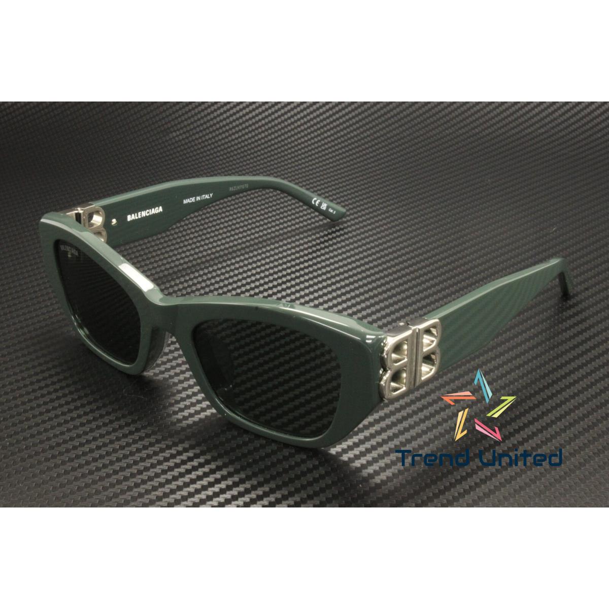 Balenciaga BB0311SK 004 Rectangular Acetate Green 53 mm Women`s Sunglasses