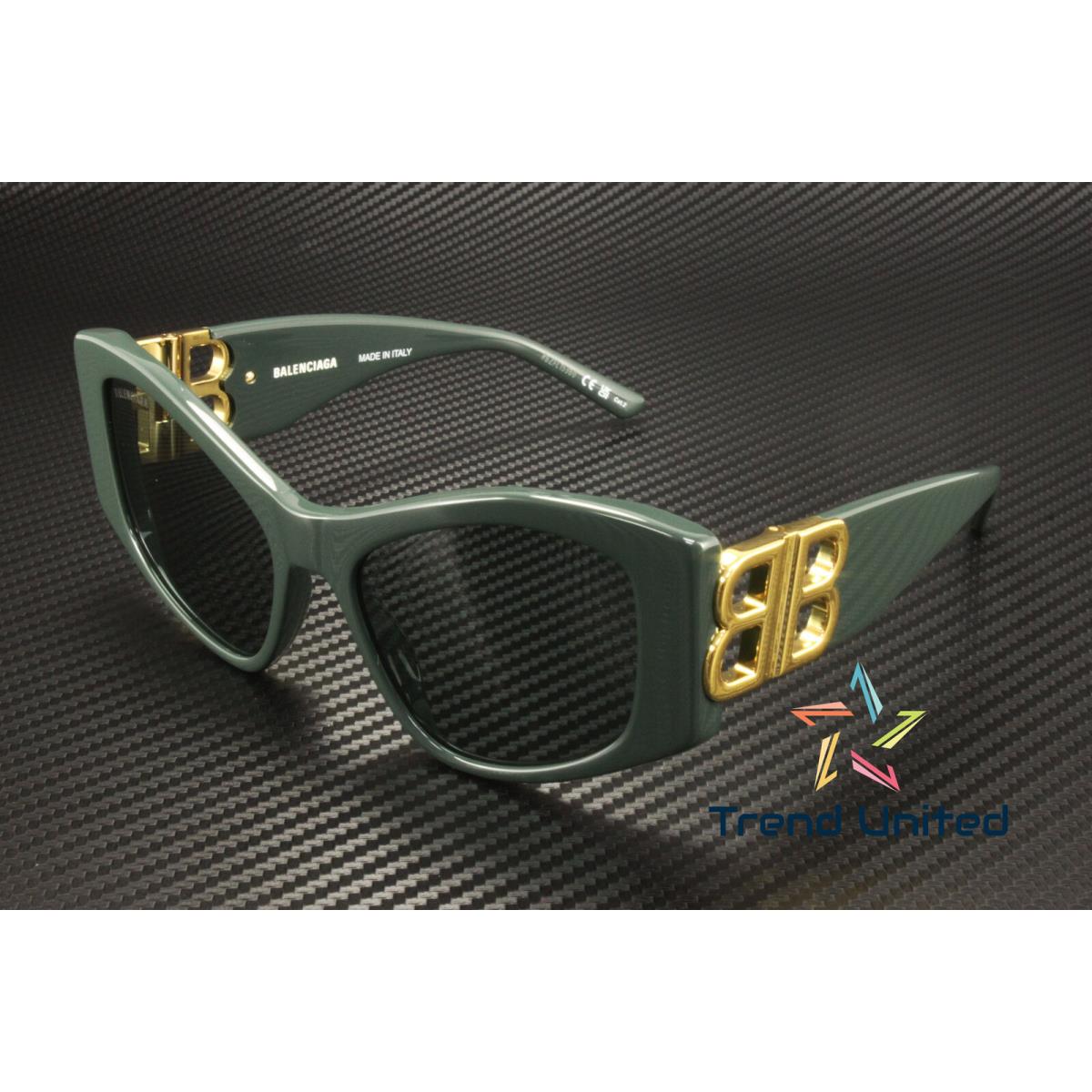 Balenciaga BB0287S 005 Cat Eye Recycled Acetate Green 55 mm Women`s Sunglasses