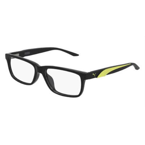 Puma PJ0058O Eyeglasses Unisex Black Yellow Rectangle 50mm