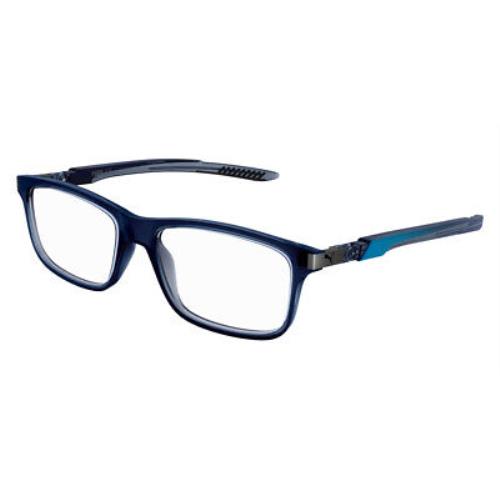 Puma PU0362O Eyeglasses Men Blue Rectangle 54mm