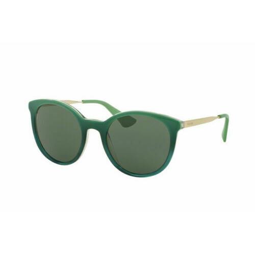 Prada Sunglasses PR17SS UFU3O1 53 Green Gold Frames Gray Lens 55mm