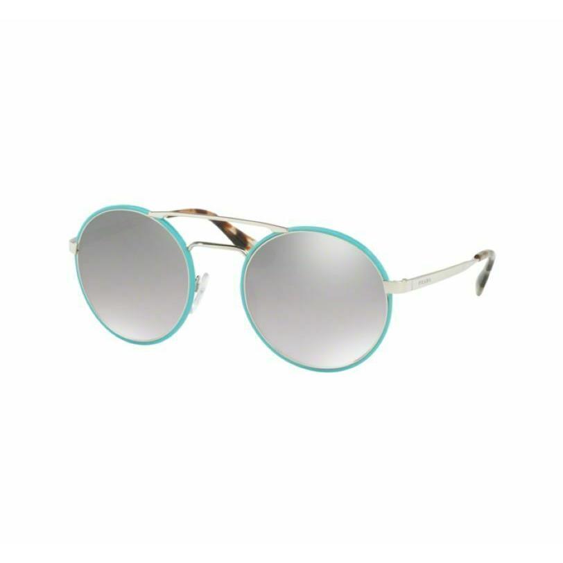 Prada Sunglasses PR51SS VHT1A0 54 Silver Azure Silver Mirror Round