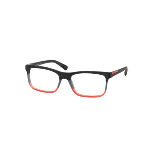 Prada Vps 05FF TWS-1O1 Black Rectangle Men`s 55 mm Eyeglasses - Frame: Black/ Red