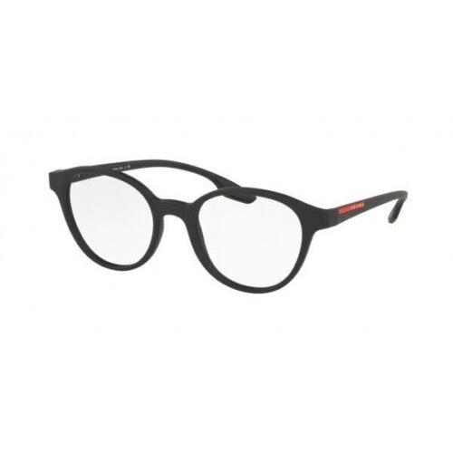 Prada Linea Rossa Demo Round Men`s Eyeglasses PS 01MV DG01O1 50 PS 01MV DG01O1 - Frame: Black